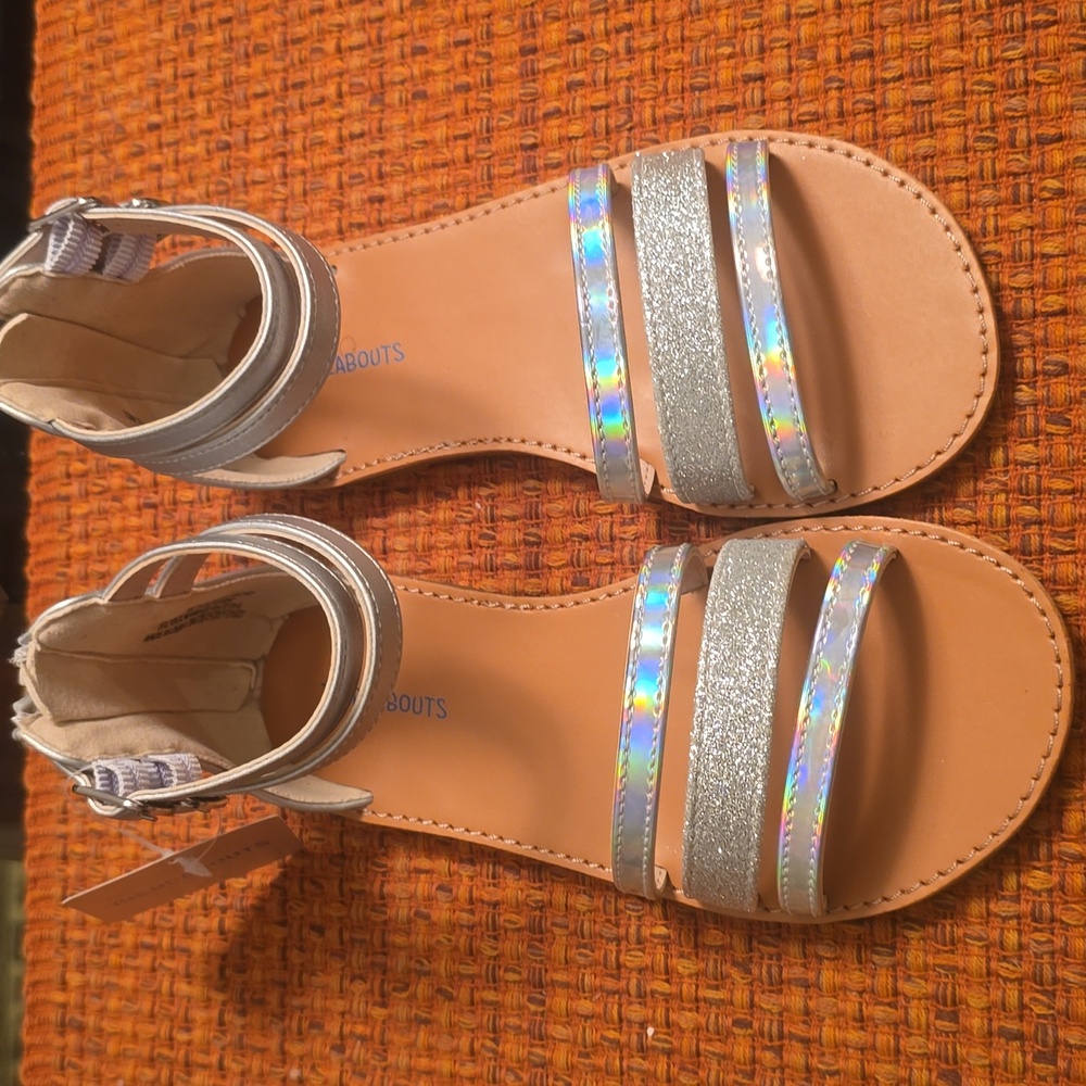 GIRL'S SILVER "ADDISON" SANDALS SIZE 13 - Picture 3 of 12